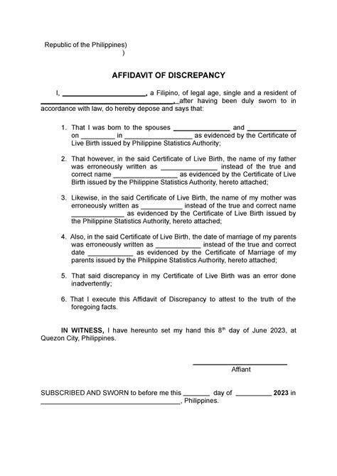 affidavit of discrepancy price|Affidavit of Discrepancy in Name .